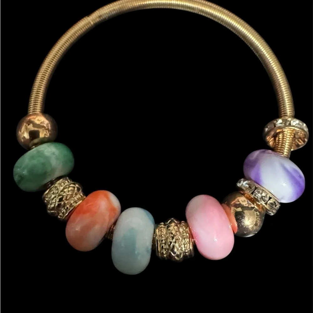 Multicolor Beaded Gold Bracelet